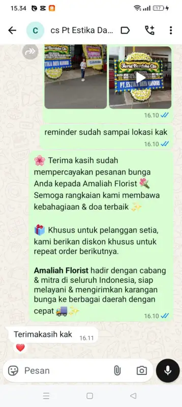 Testimonial Papan Bunga duka KEPULAUAN ARU